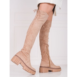 Shelovet Wildleder-Plateaumusketiere für Damen in Beige 1