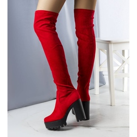 Rote hohe Stiefel aus Wildleder von Byron 3