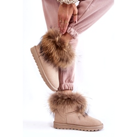 FS1 Damen-Wildleder-Schneestiefel mit Fell Beige Alexa 3