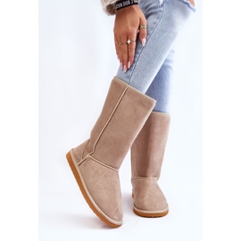 BM Damen Wildleder Hohe Schneestiefel Isoliert Beige Reyma 1