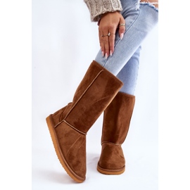 PA1 Reyma Damen Suede High Snow Boots Isoliert Camel braun 1