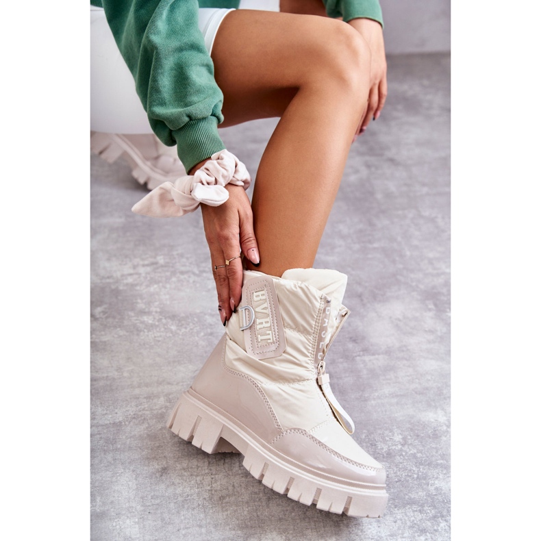 PM1 Beige warme Schneestiefel für Damen mit Reißverschluss Marit 4