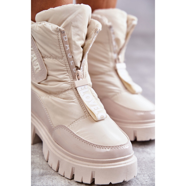 PM1 Beige warme Schneestiefel für Damen mit Reißverschluss Marit 1