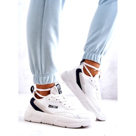 Modische Turnschuhe Sportschuhe Big Star JJ274596 Weiß marineblau 1