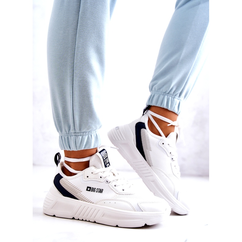 Modische Turnschuhe Sportschuhe Big Star JJ274596 Weiß marineblau 1