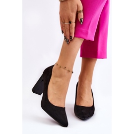 Wildleder Pumps auf einem modischen Absatz Schwarz Estlia 1