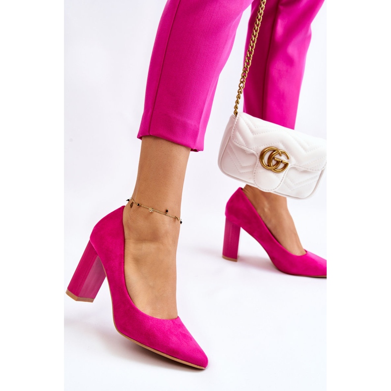 PS1 Wildleder Pumps auf einem modischen Absatz Fuchsia Estilia rosa 2