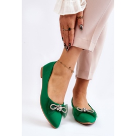 PS1 Spitze Ballerinas für Damen mit dekorativer Schleife grün leuchtend 1