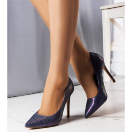 Lila Pumps glänzende High Heels 1
