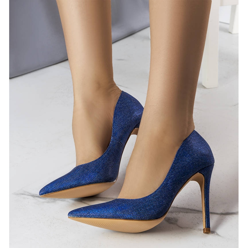 BM Marineblaue, glänzende High Heels 1