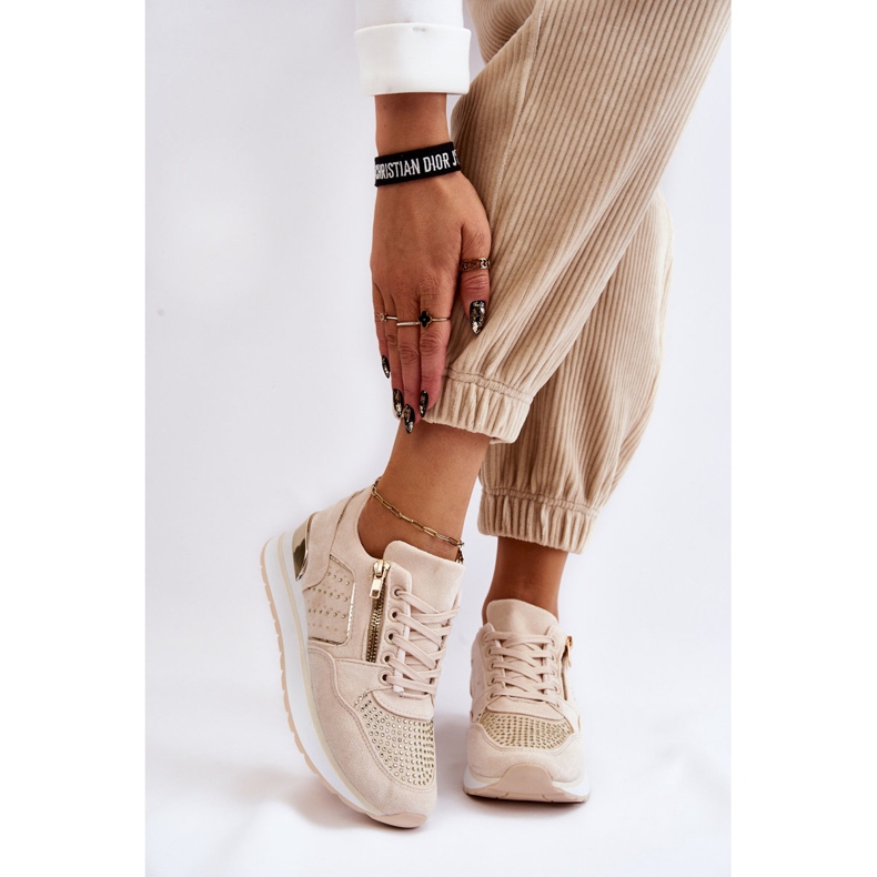 PG1 Sportschuhe für Damen mit dekorativem Reißverschluss Cremefarben Adrea mehrfarbig 1