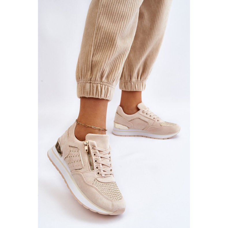 PG1 Sportschuhe für Damen mit dekorativem Reißverschluss Cremefarben Adrea mehrfarbig 2