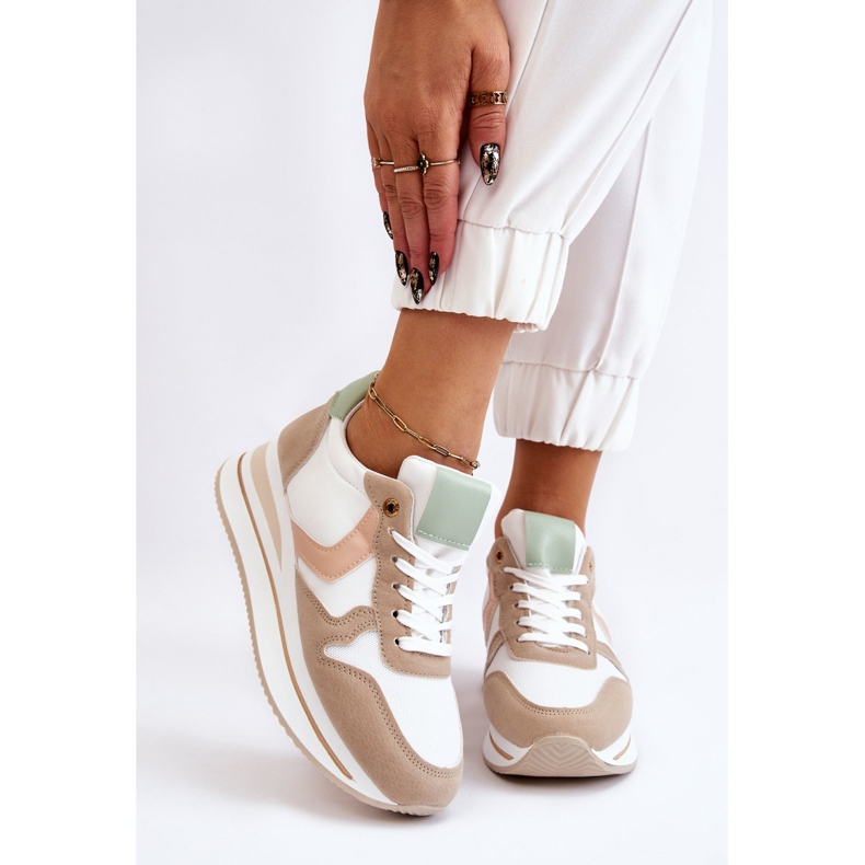 PG1 Sportschuhe mit Keilabsatz für Damen Weiß und Beige Neva 1