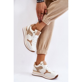 PG1 Damen Modische Wedge Sportschuhe Weiß und Beige Yuki 2