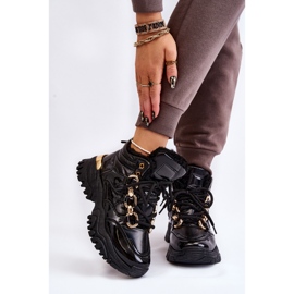 Isolierte Sportstiefel für Damen mit Schnürung Trappers Black Bastini schwarz 1