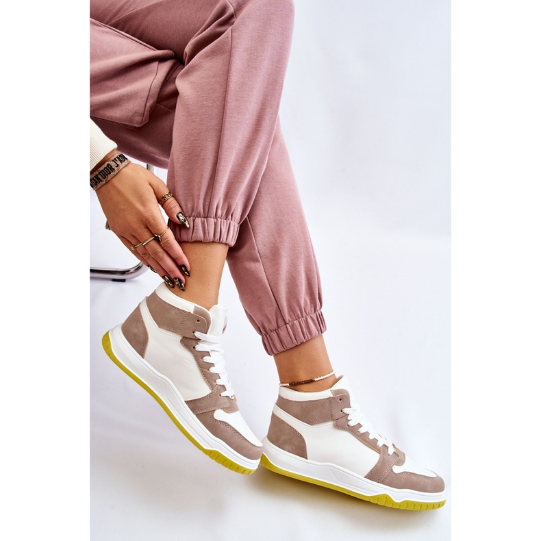 BM Hohe Damen Sportschuhe Turnschuhe Weiß und Beige Gerücht 2