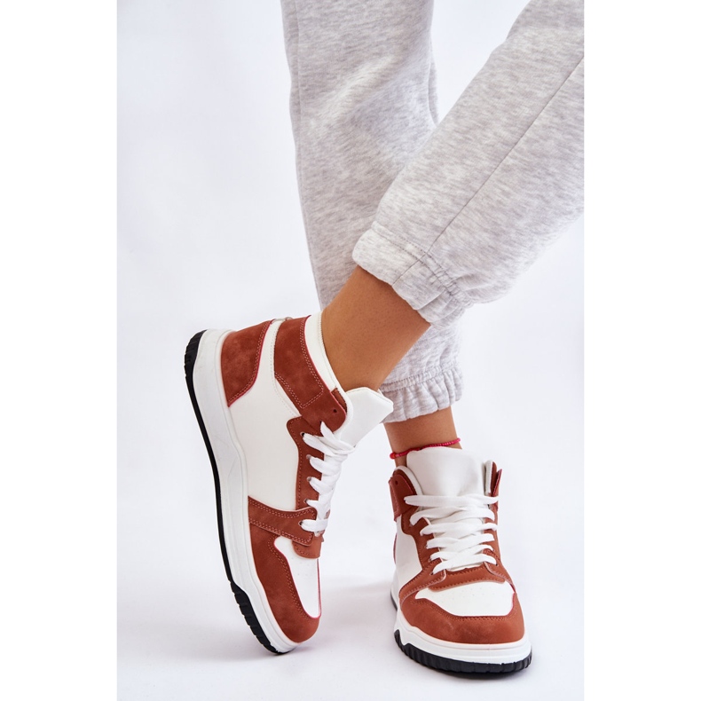 BM Hohe Damen Sportschuhe Sneakers White Camel Rumor weiß braun 2