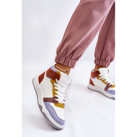 BM Hohe Damen Sportschuhe Turnschuhe Multicolor Rumor weiß lila mehrfarbig 2