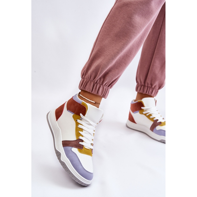 BM Hohe Damen Sportschuhe Turnschuhe Multicolor Rumor weiß lila mehrfarbig 2
