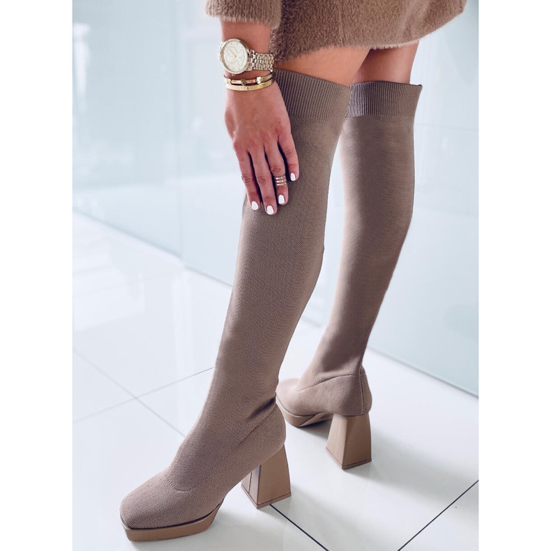 PA1 Hochhackige Stiefel von Hilary Khaki beige 2