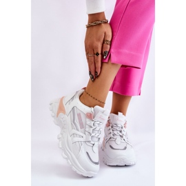 BM Modischer Damen Plateau Sneaker Weiß-Rosa Biko 1