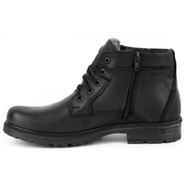 Polbut Herren Winter Lederstiefel J35S schwarz mit grau 1