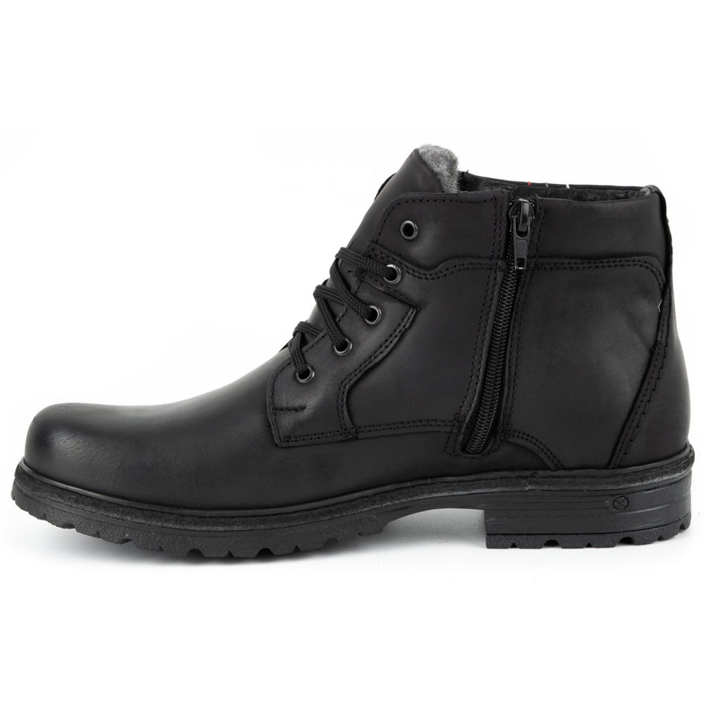 Polbut Herren Winter Lederstiefel J35S schwarz mit grau 1