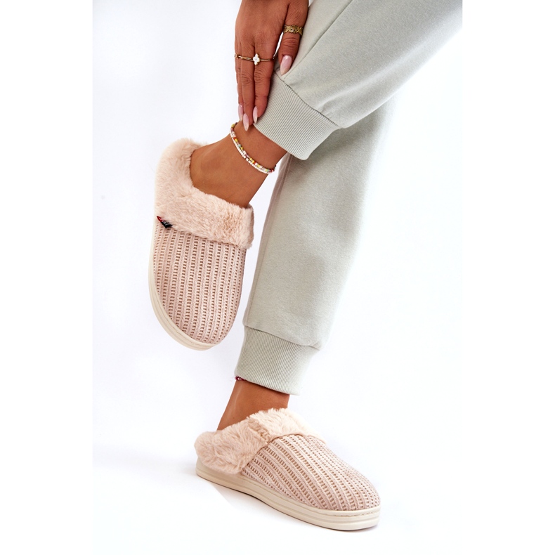 PA1 Isolierte Damen-Slipper mit Pelz Beige Leriss 4