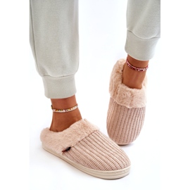 PA1 Isolierte Damen-Slipper mit Pelz Beige Leriss 3