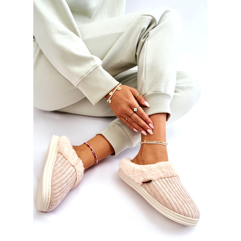 PA1 Isolierte Damen-Slipper mit Pelz Beige Leriss 5
