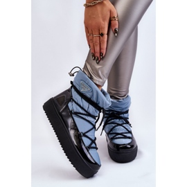 Modische Schneestiefel zum Schnüren für Damen Blau Carrios 2