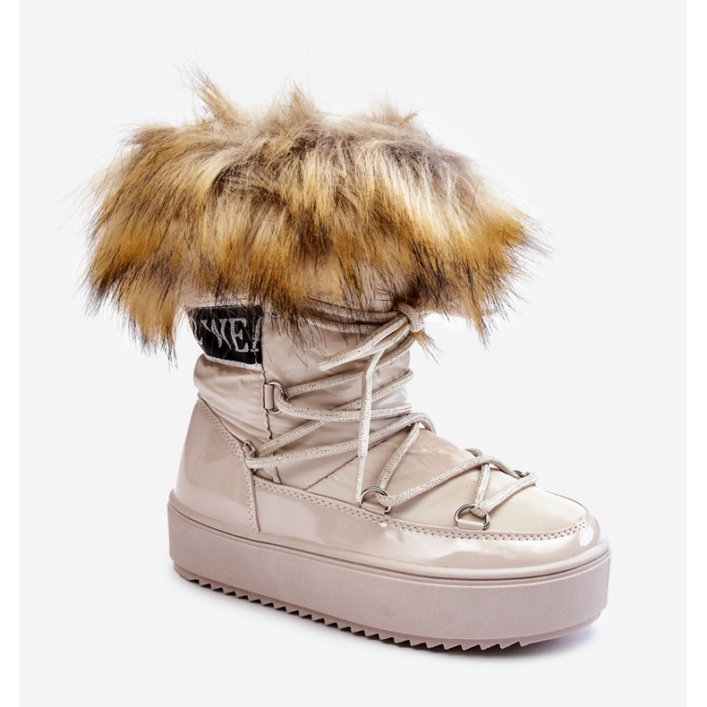 Isolierte Schneestiefel zum Schnüren für Kinder Beige Colioris braun 1