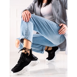 TRENDI Modische Turnschuhe zum Schnüren schwarz 2