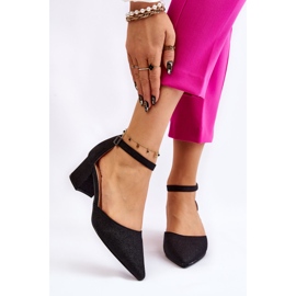 PG1 Modische glänzende Pumps mit niedrigem Absatz Schwarz Leilany 1