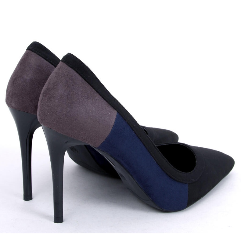 BM Damen Tricolor LT104P SCHWARZ / BLAU / GRAU Stilettos 1