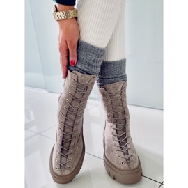 BM Wayne Khaki Schnürstiefel für Damen beige grau 1