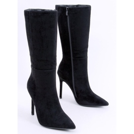 BM Klassische Wildleder-High-Heel-Stiefel Marissa Black schwarz 1