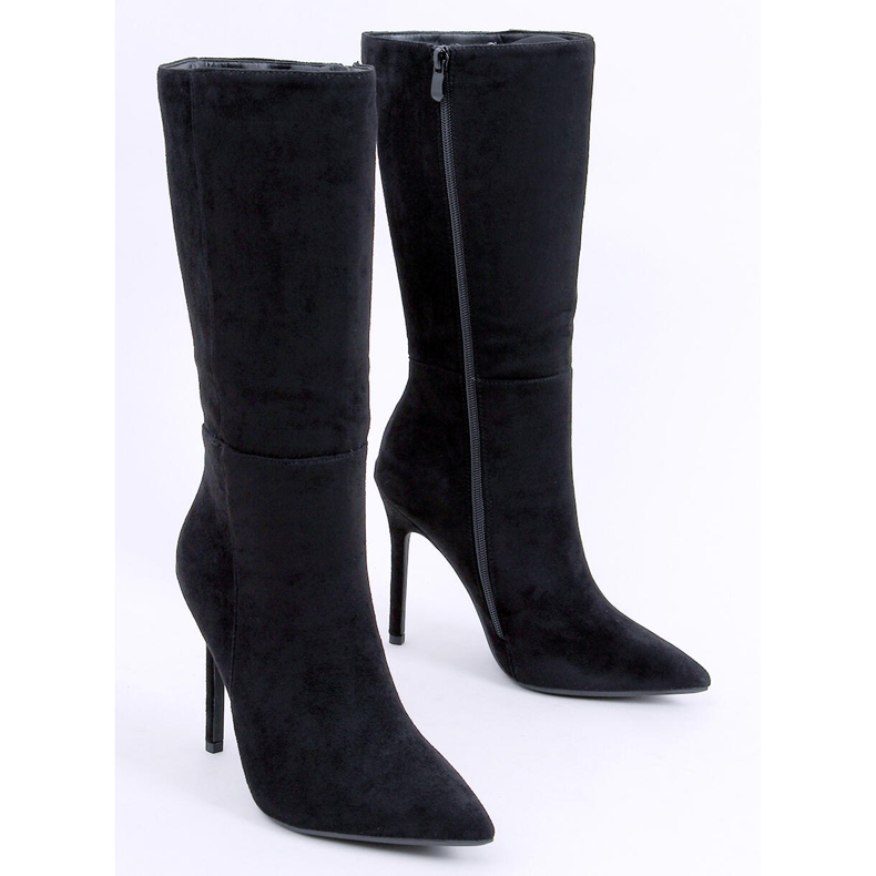 BM Klassische Wildleder-High-Heel-Stiefel Marissa Black schwarz 1