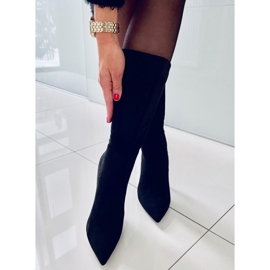 BM Klassische Wildleder-High-Heel-Stiefel Marissa Black schwarz 2