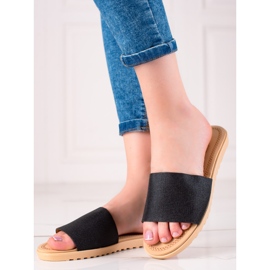 TRENDI Glitzer Hausschuhe schwarz 1