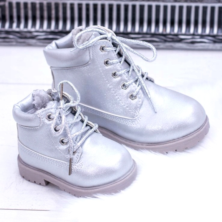 PA1 Silberne isolierte Trappers Dexter Stiefel für Kinder silber- silber- 2