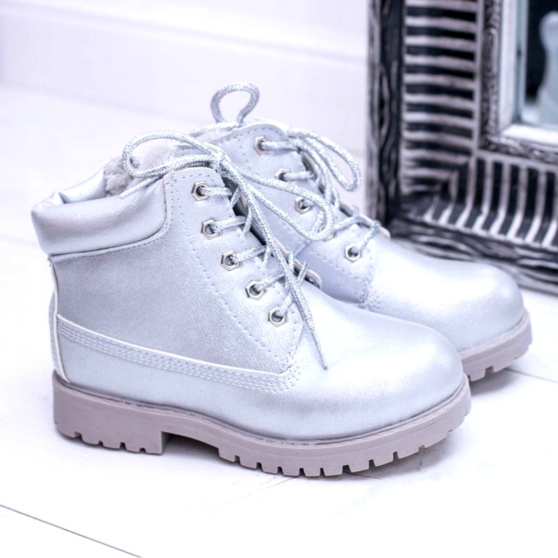 PA1 Silberne isolierte Trappers Dexter Stiefel für Kinder silber- silber- 3