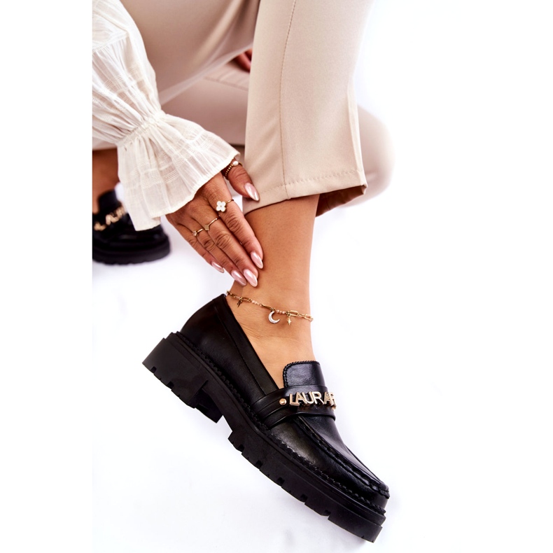 Leder Loafer Letters La.Fi 210001B-PU Schwarz 4