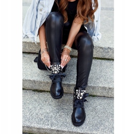 PA1 Damenstiefel mit Perlen-Warm-Skoll-Band schwarz 5