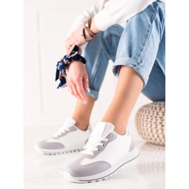 TRENDI Klassischer Sportschuh aus Kunstleder weiß grau 2