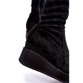 BM Oberschenkelhohe Stiefel mit Keilabsatz für Damen Schwarz Elori 3