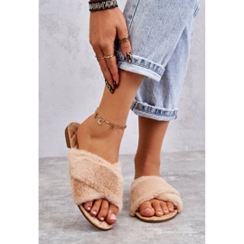 PA1 Flache Damenschuhe mit nacktem Lussie-Pelz beige 1