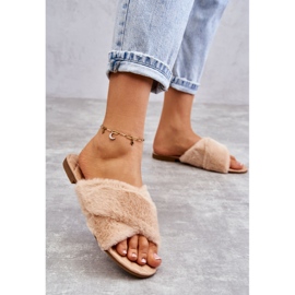 PA1 Flache Damenschuhe mit nacktem Lussie-Pelz beige 2