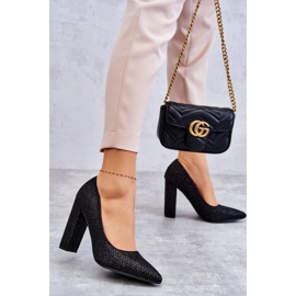 Glänzende Pumps auf einem Absatz Schwarz Elmira 2