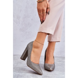 PA1 Glänzende Pumps mit Absatz Silber-Gold Elmira braun 1